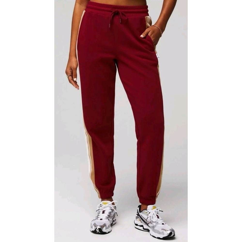Fabletics Year Round Terry Seamed Sweatpant Red/Quicksand Women's Large NEW
